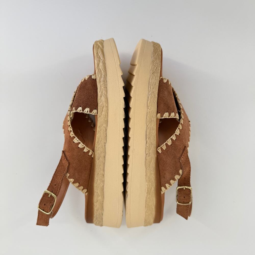 Fabio Maggenti Women Platform Sandal Leather Stitch Espadrille Italy Resort Sz 6 - Picture 4 of 7